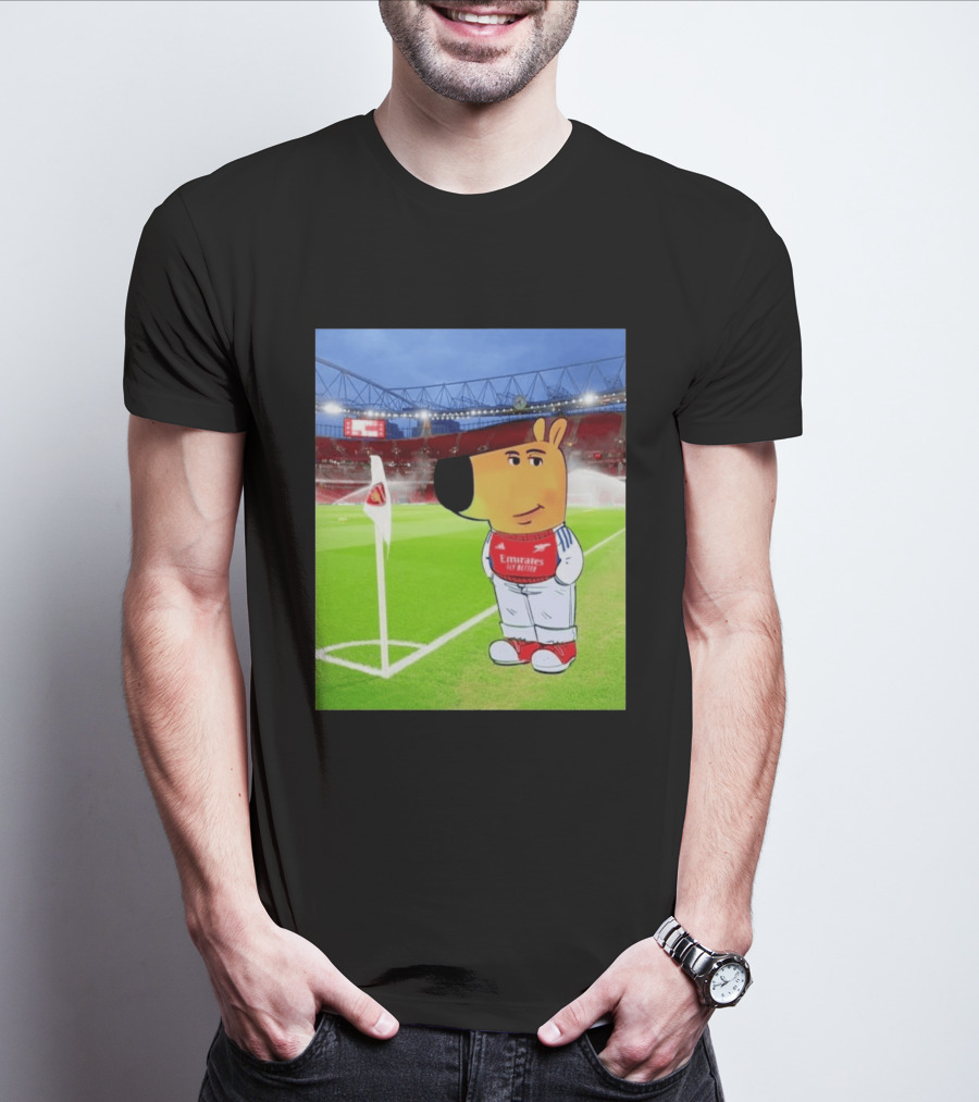 Chill Cartoon Dog In Arsenal Kit At Stadium Awaiting UCL Victory T-Shirt