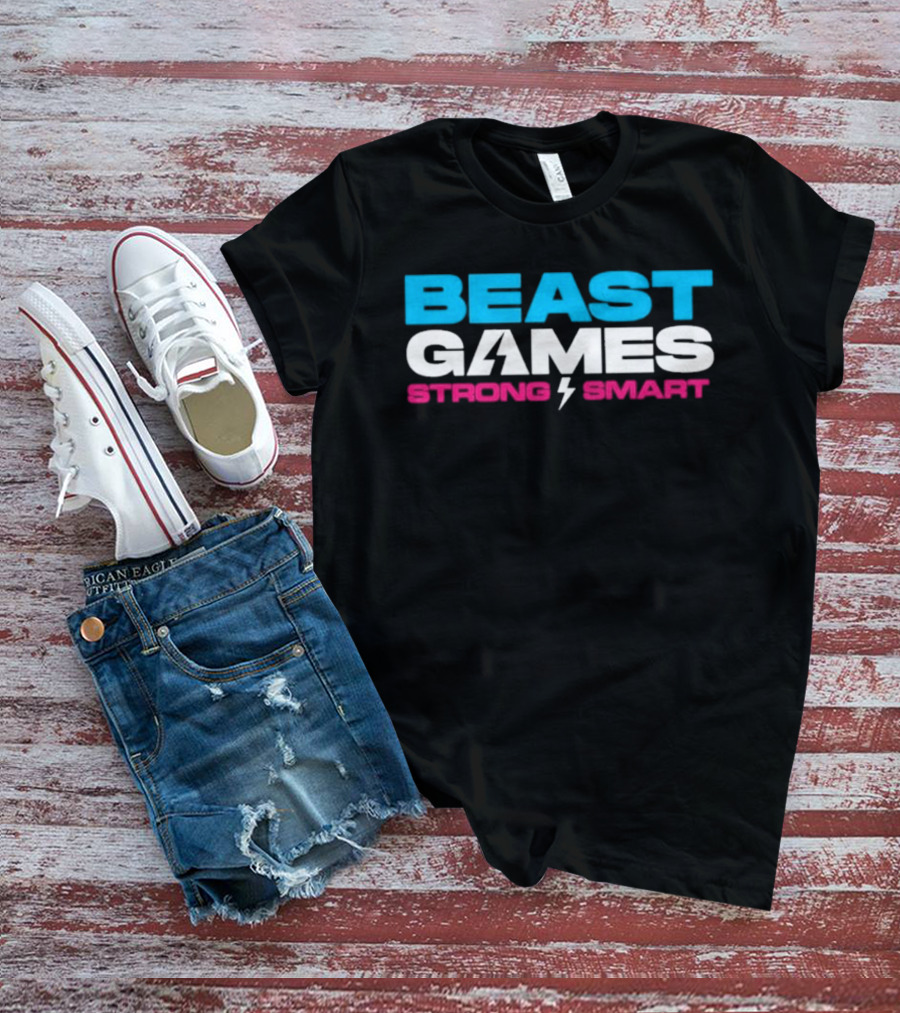 Beast Games Strong Smart MrBeast Lightning Bolt T-Shirt