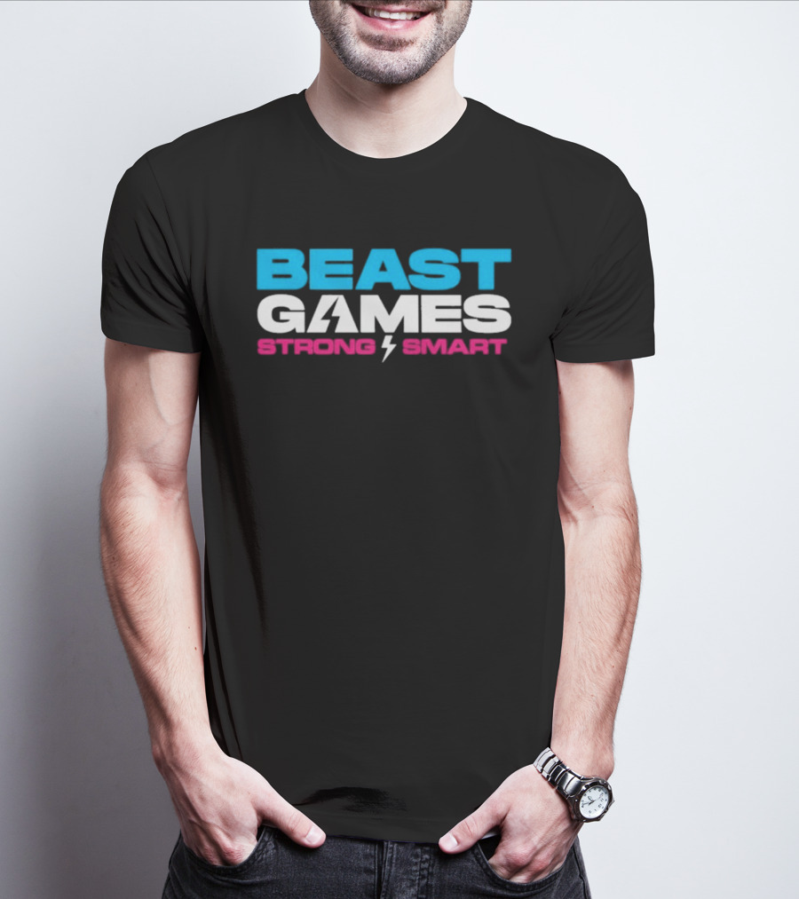 Beast Games Strong Smart MrBeast Lightning Bolt T-Shirt