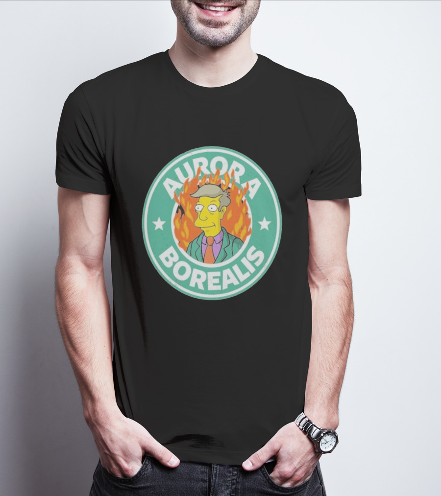 Aurora Borealis Skinnerbucks Green Circle Fire T-Shirt