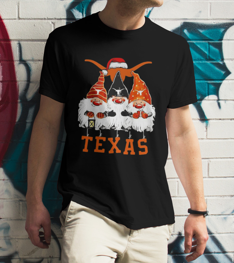 Texas Longhorns Christmas Gnomes Festive Decor T-Shirt