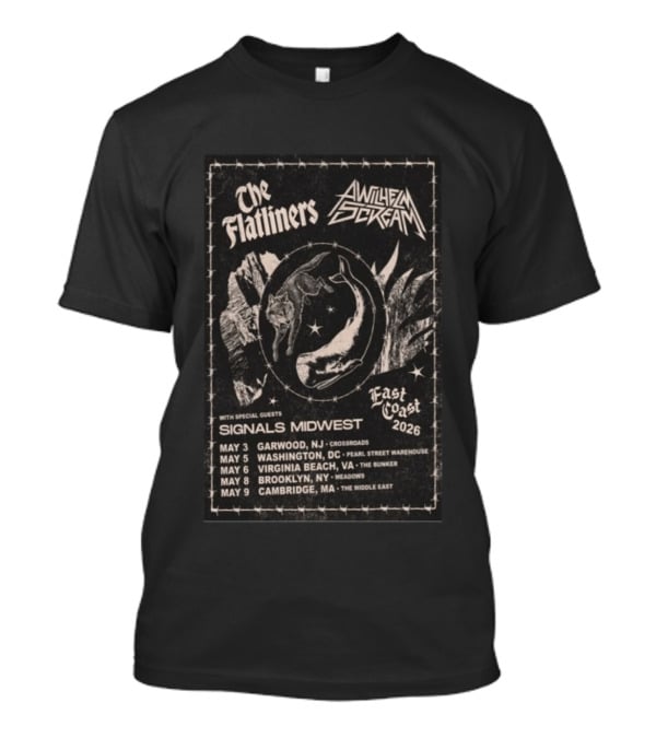 The Flatliners Wilhelm Scream East Coast Tour 2026 Special Guests Signals Midwest T-Shirt