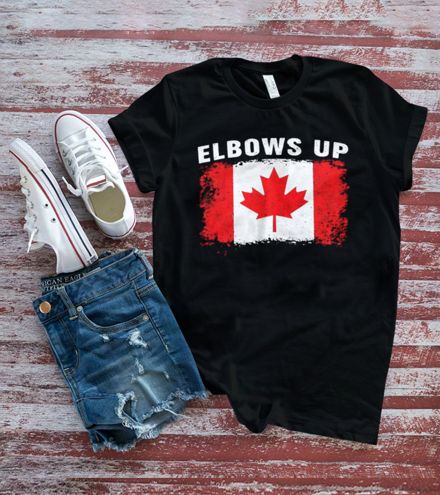 Elbows Up Canada Flag Maple Leaf T-Shirt