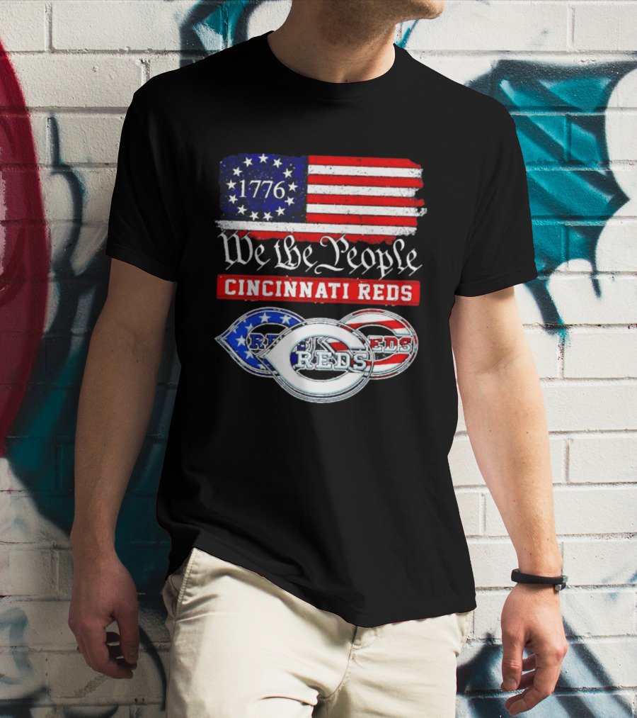 We The People 1776 Cincinnati Reds American Flag T-Shirt