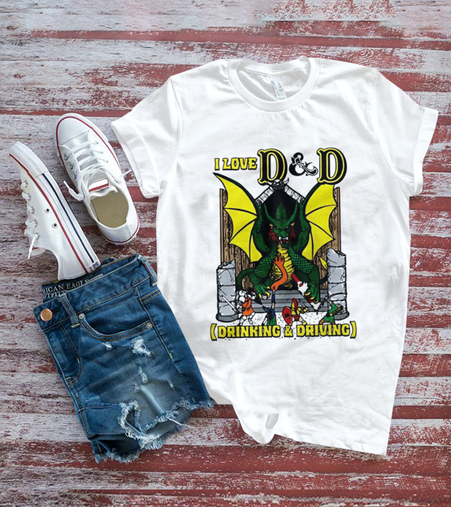 I Love D&D Drinking & Driving Dragon T-Shirt