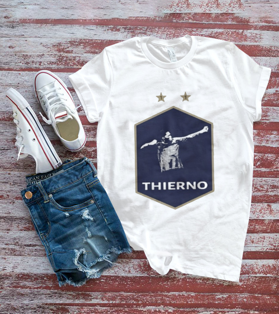 Thierno Barry Blue Hexagonal Emblem Soccer Celebration Stars T-Shirt