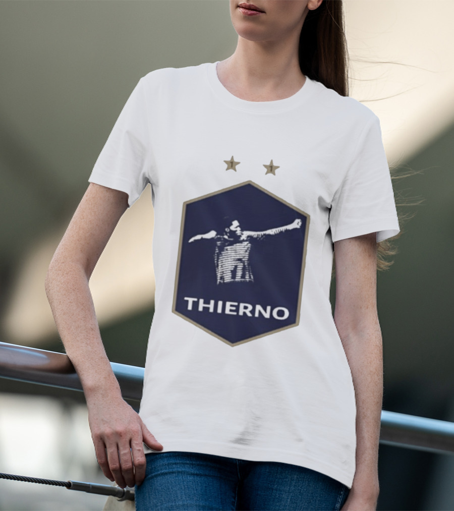 Thierno Barry Blue Hexagonal Emblem Soccer Celebration Stars T-Shirt