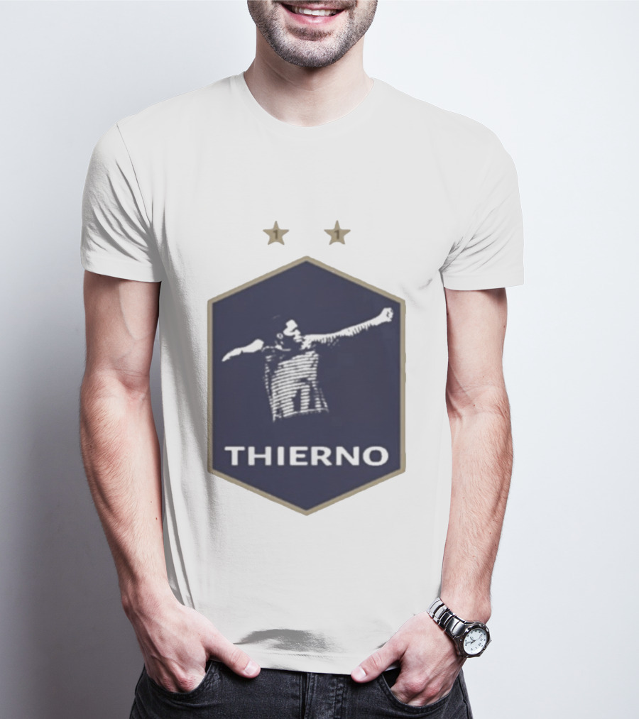 Thierno Barry Blue Hexagonal Emblem Soccer Celebration Stars T-Shirt