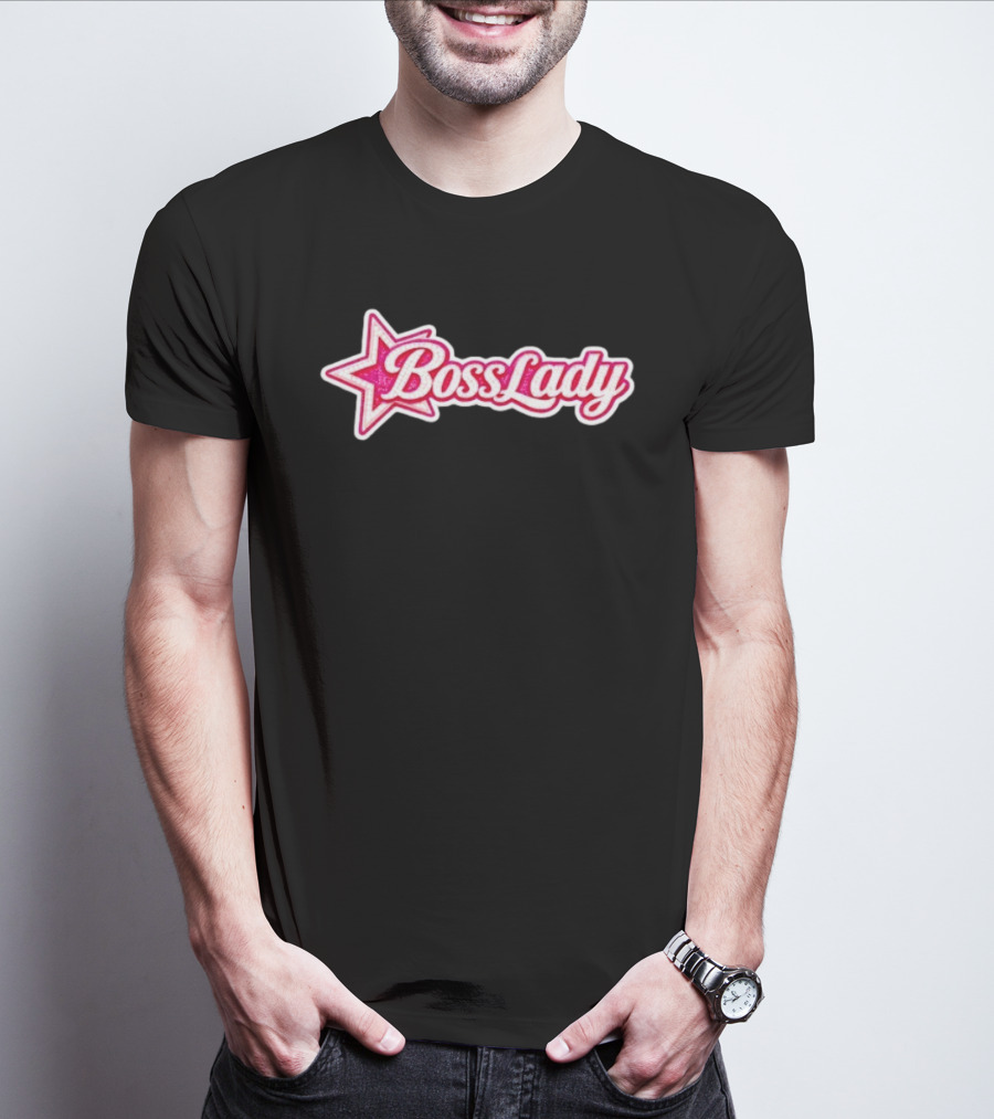 Boss Lady Pink Glitter Star T-Shirt