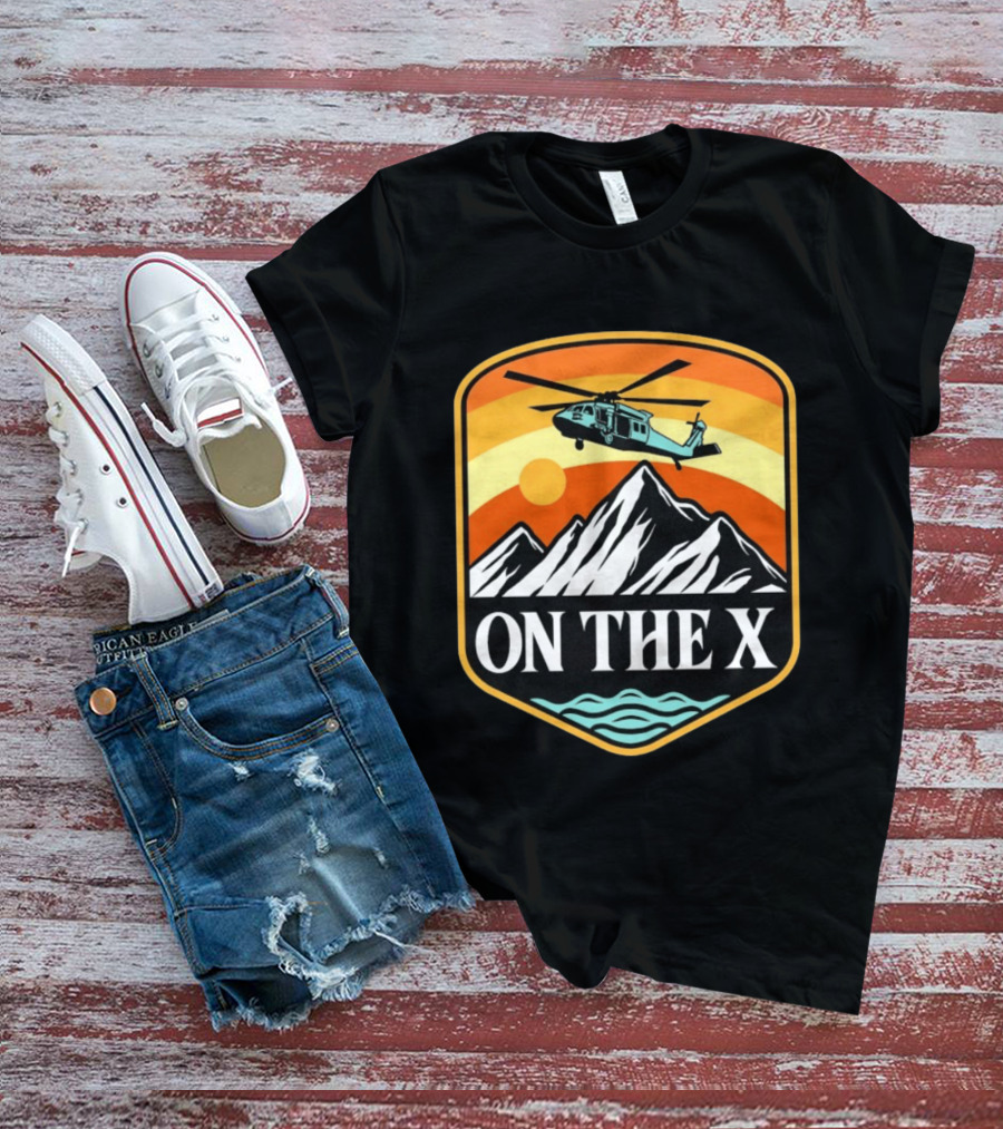 Otx Nation On The X Blackhawk Helicopter Mountain Sunset T-Shirt