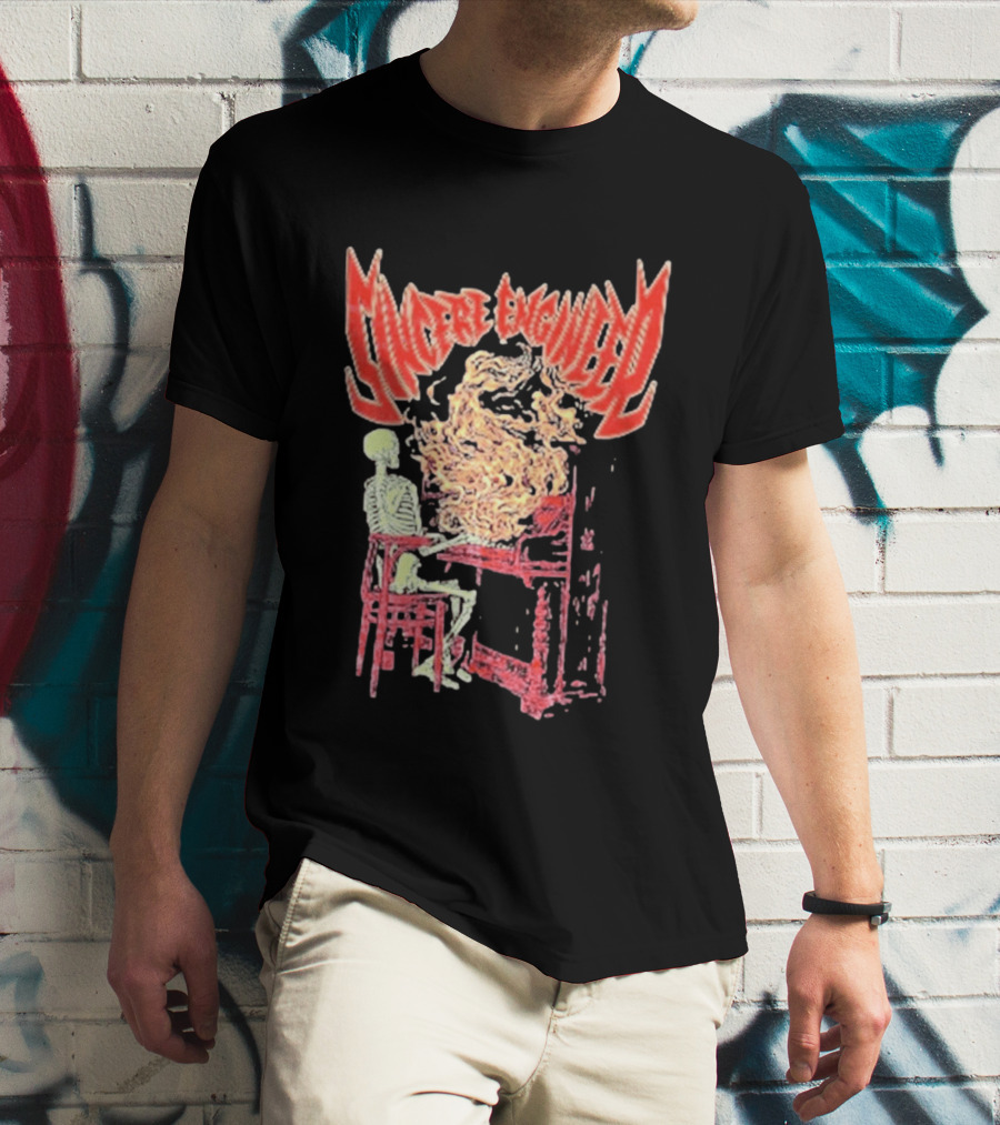 Sincere Engineer Skeleton With Flaming Piano T-Shirt