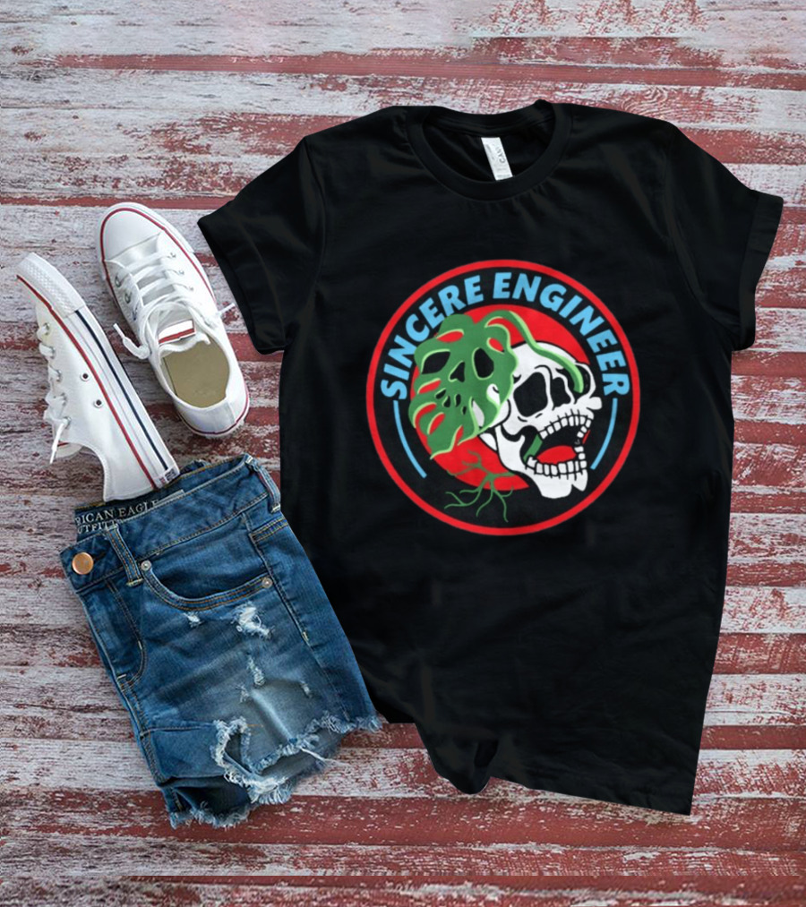 Sincere Engineer Skull Plant Circle T-Shirt