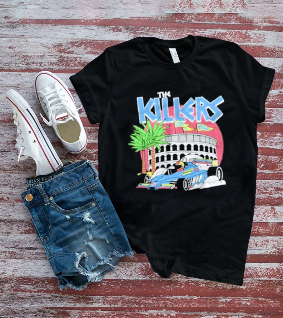 The Killers Hot Fuss Palm Trees Race Car Stadium Scene T-Shirt