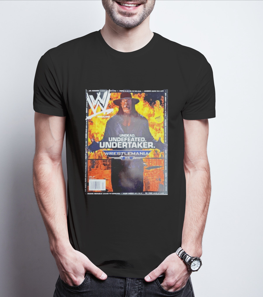WWE Undead Undefeated Undertaker Wrestlemania 23 Magazine Cover T-Shirt