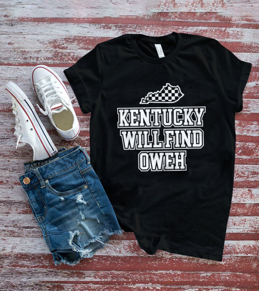 Kentucky Will Find Oweh Checkered State T-Shirt