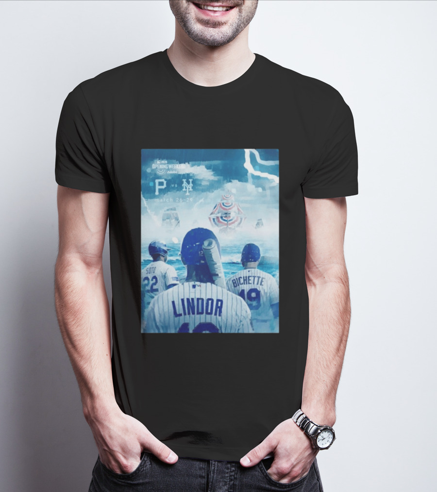Lindor Soto Bichette New York Mets Vs Pirates 2026 MLB Opening Weekend March 26 29 T-Shirt