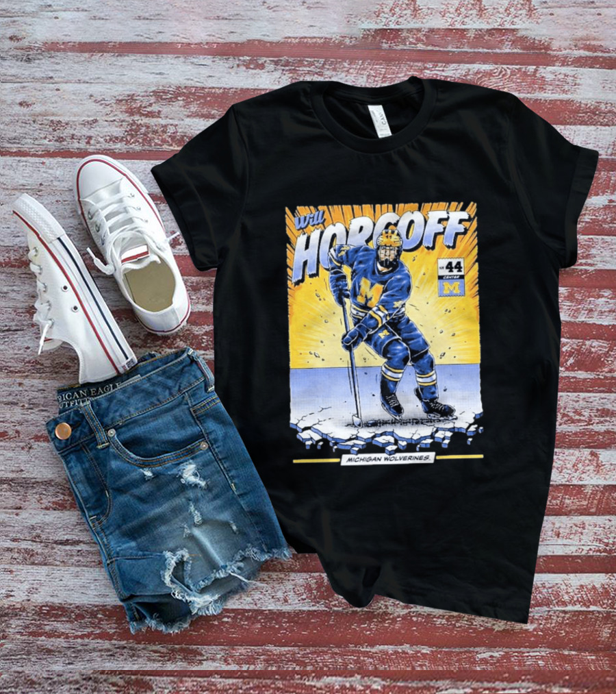 Michigan Wolverines Will Horcoff 44 Center Hockey Comic T-Shirt