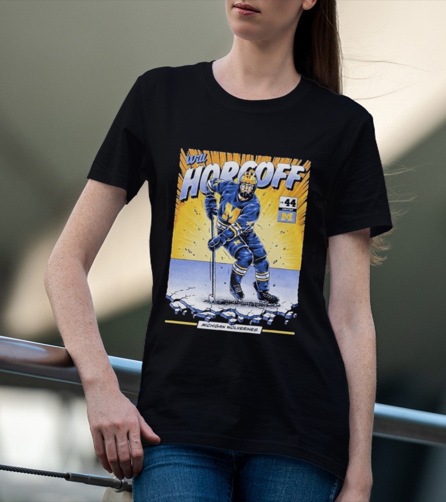 Michigan Wolverines Will Horcoff 44 Center Hockey Comic T-Shirt