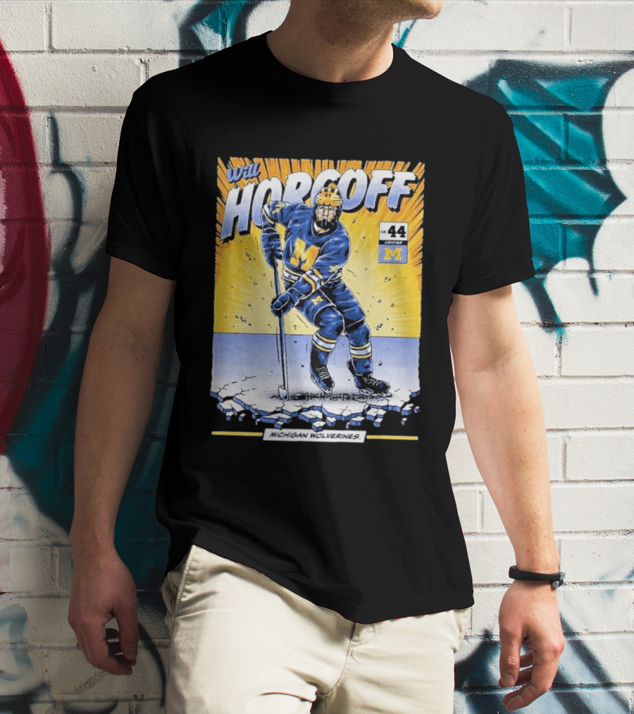 Michigan Wolverines Will Horcoff 44 Center Hockey Comic T-Shirt