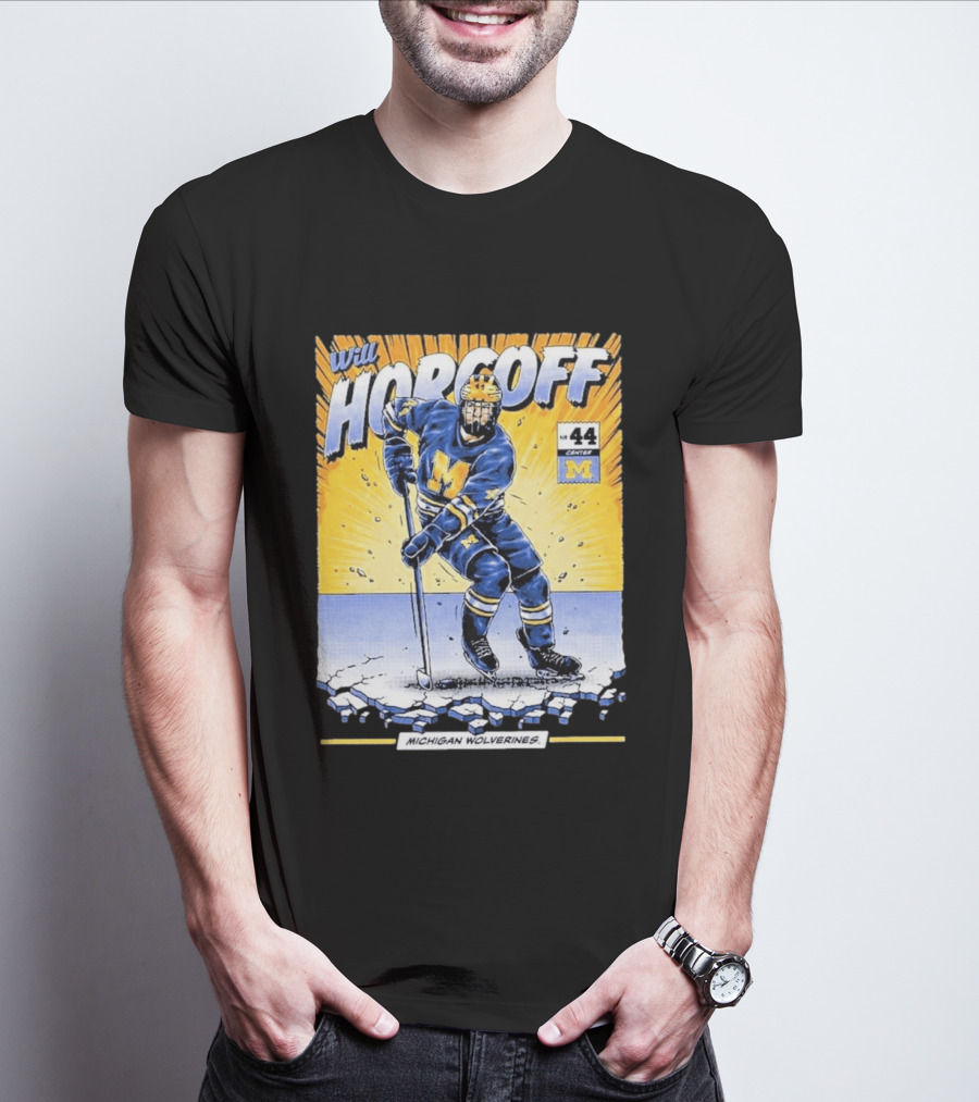 Michigan Wolverines Will Horcoff 44 Center Hockey Comic T-Shirt