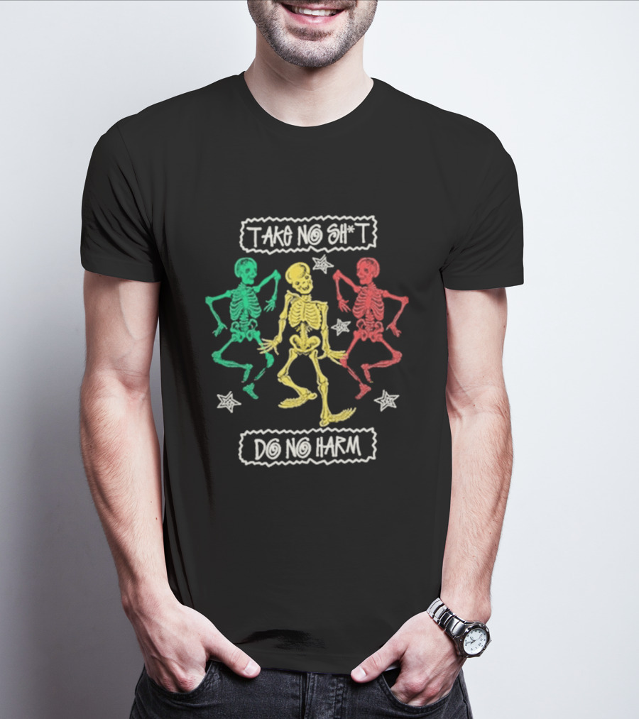 Mn+la Take No Shit Do No Harm Skeleton Trio With Stars T-Shirt