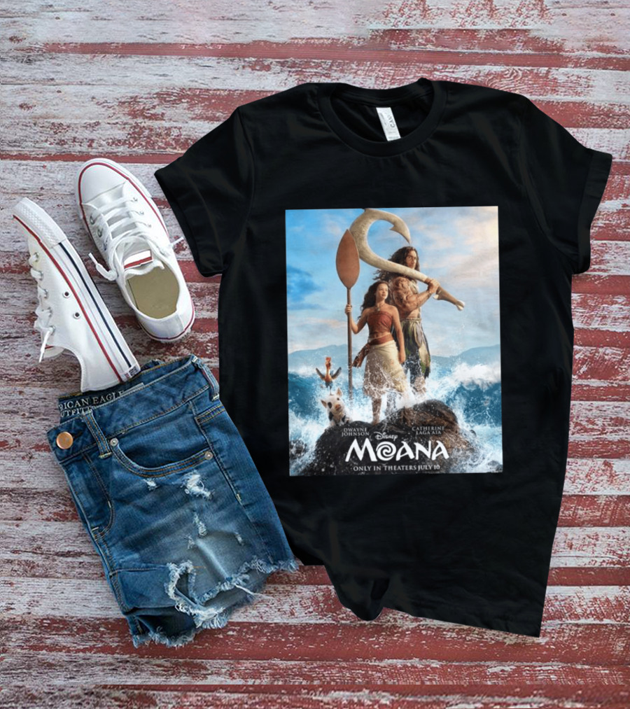 Dwayne Johnson And Catherine Laga'aia In Disney's Moana Live Action July 10 T-Shirt