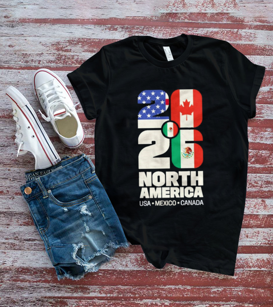 FIFA World Cup 2026 North America USA Mexico Canada Flags T-Shirt