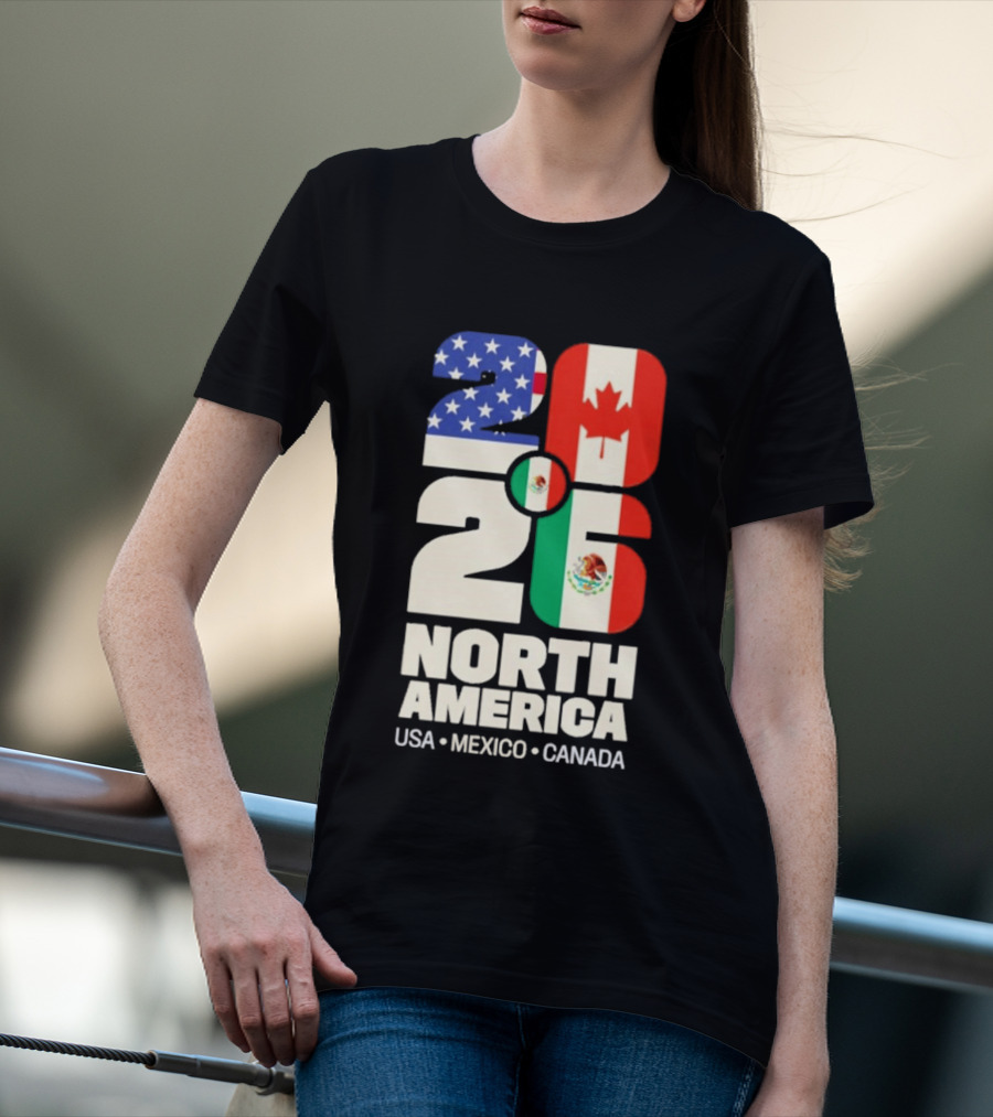 FIFA World Cup 2026 North America USA Mexico Canada Flags T-Shirt