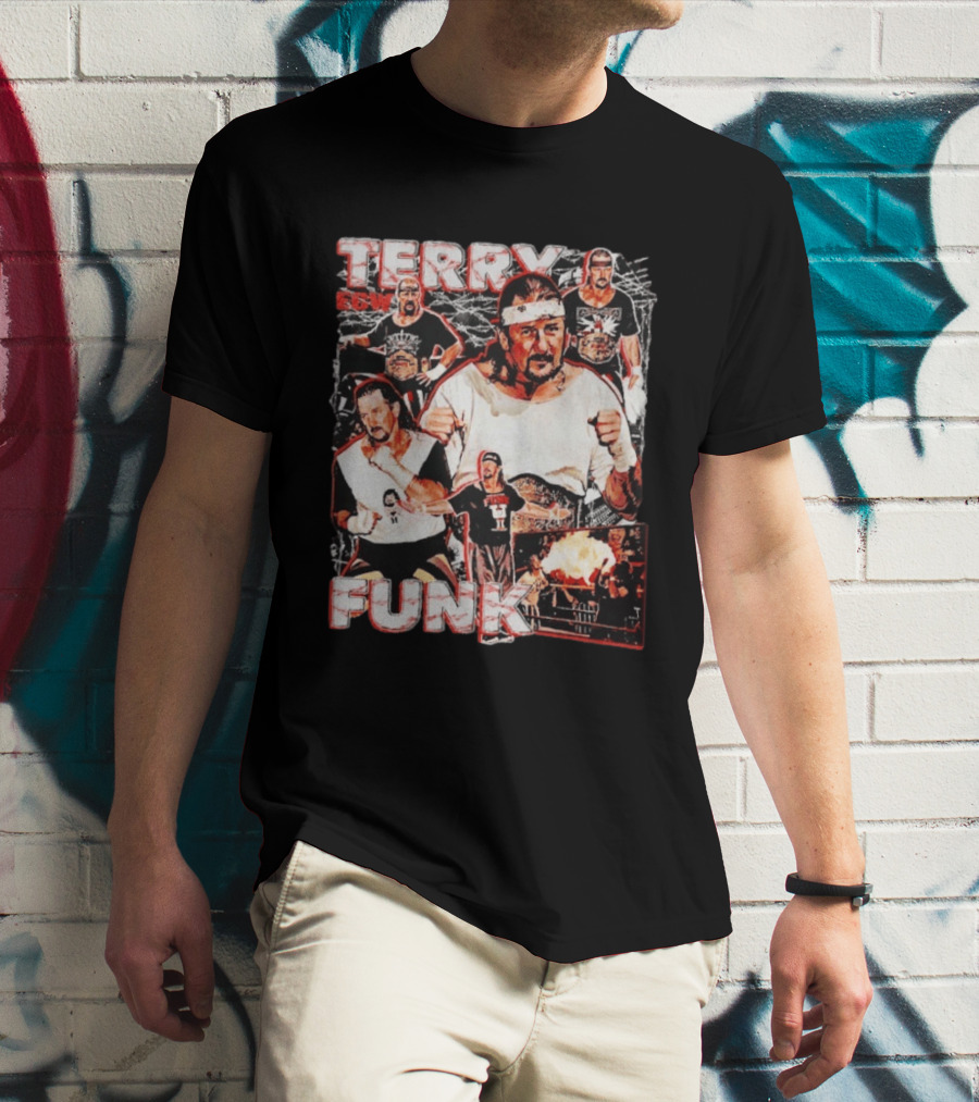 Terry Funk ECW Wrestling Collage T-Shirt