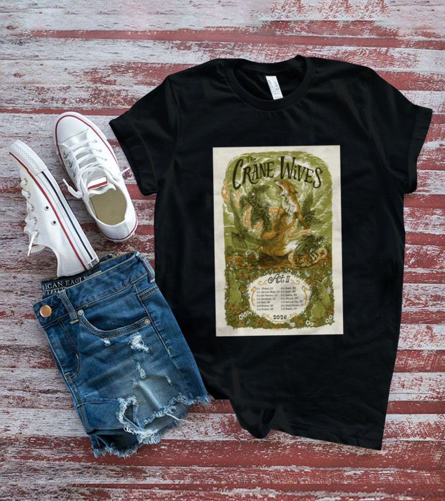 The Crane Wives Act II 2026 Concert Tour Dates Fox And Leaves T-Shirt