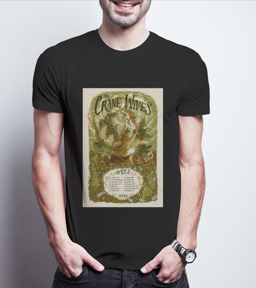 The Crane Wives Act II 2026 Concert Tour Dates Fox And Leaves T-Shirt