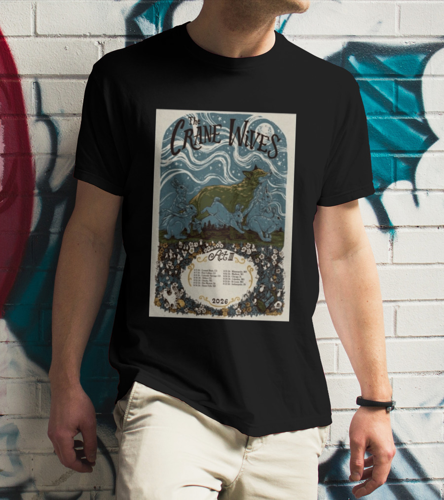 The Crane Wives Act III Concert Tour August 2026 Moonlit Forest Animals T-Shirt