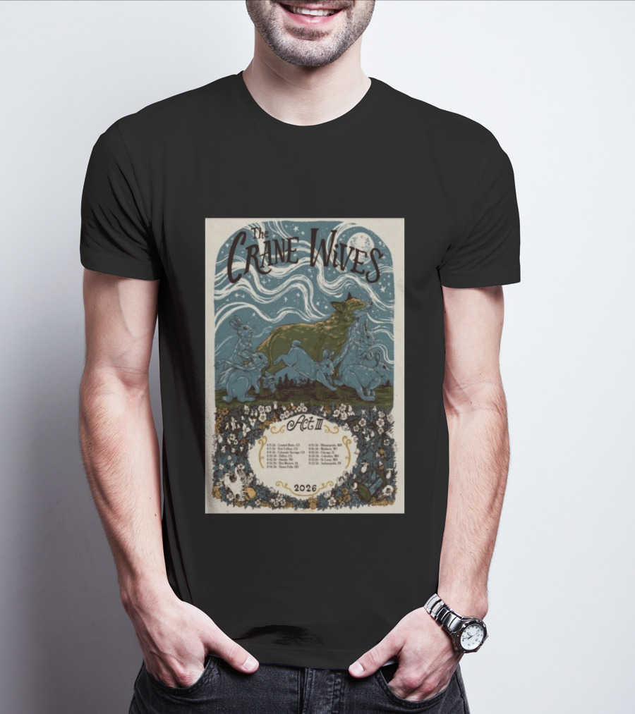 The Crane Wives Act III Concert Tour August 2026 Moonlit Forest Animals T-Shirt