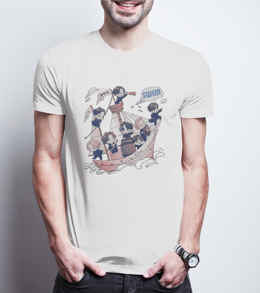 Bangtan Arirang Swim Boat Characters Adventure T-Shirt