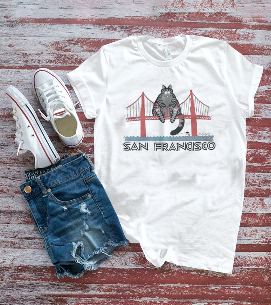 San Francisco Cat Golden Gate Bridge T-Shirt