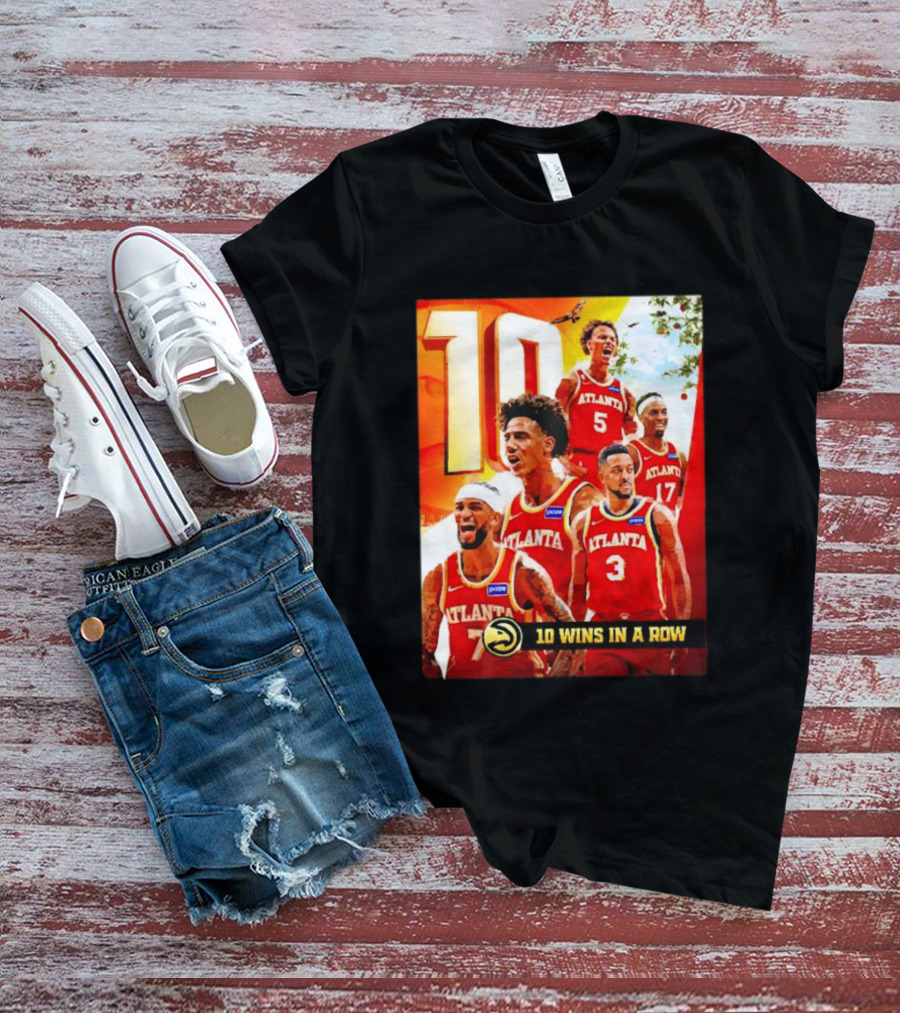 Atlanta Hawks NBA 10 Wins In A Row Players Celebration T-Shirt