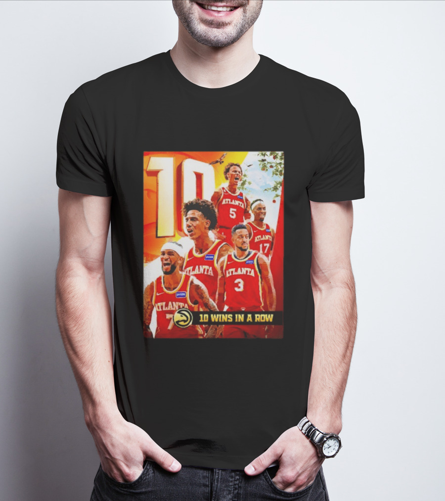 Atlanta Hawks NBA 10 Wins In A Row Players Celebration T-Shirt