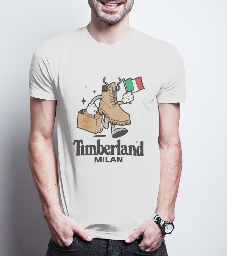 All Gender Timberland Boot Shopping With Italian Flag In Milan T-Shirt