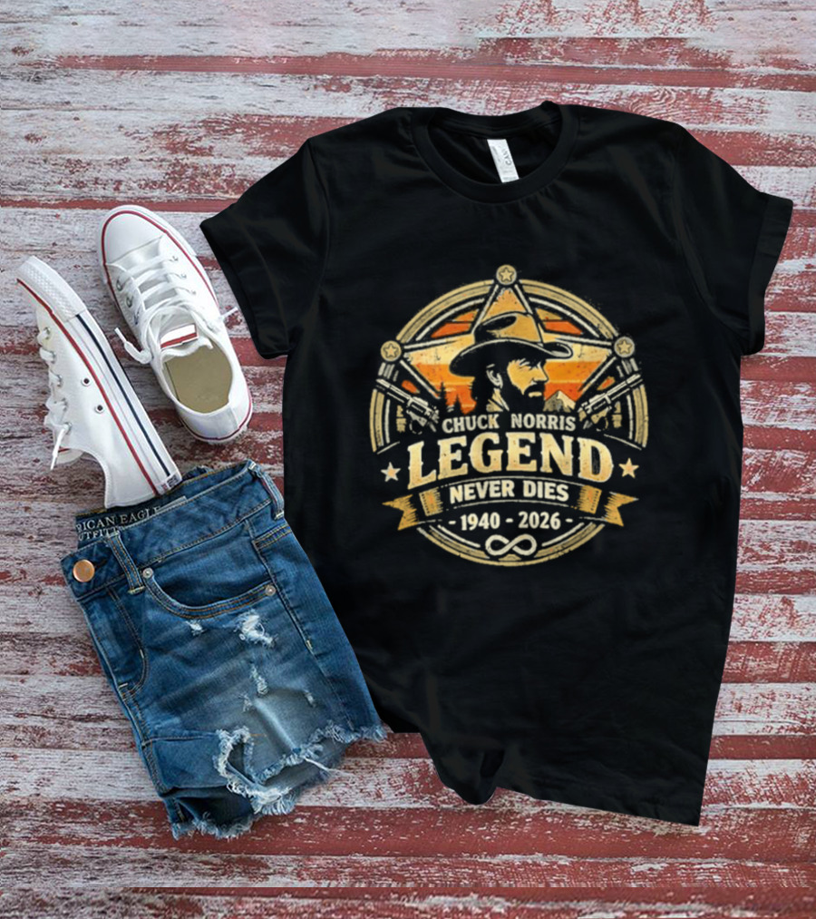 Chuck Norris Legend Never Dies Cowboy 1940 2026 Infinity T-Shirt