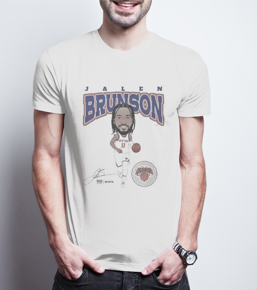 Jalen Brunson New York Knicks Basketball Hardwood Comic T-Shirt
