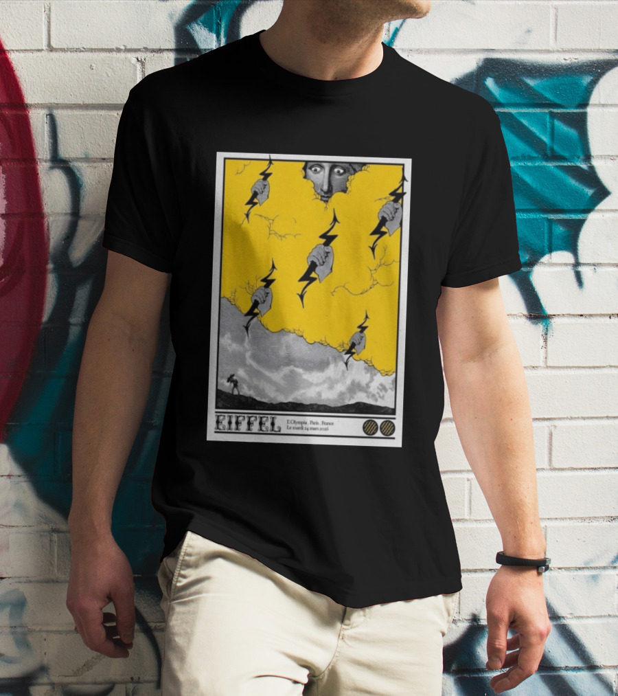 Eiffel L'Olympia Paris France Mar 24 2026 Lightning Cloud T-Shirt