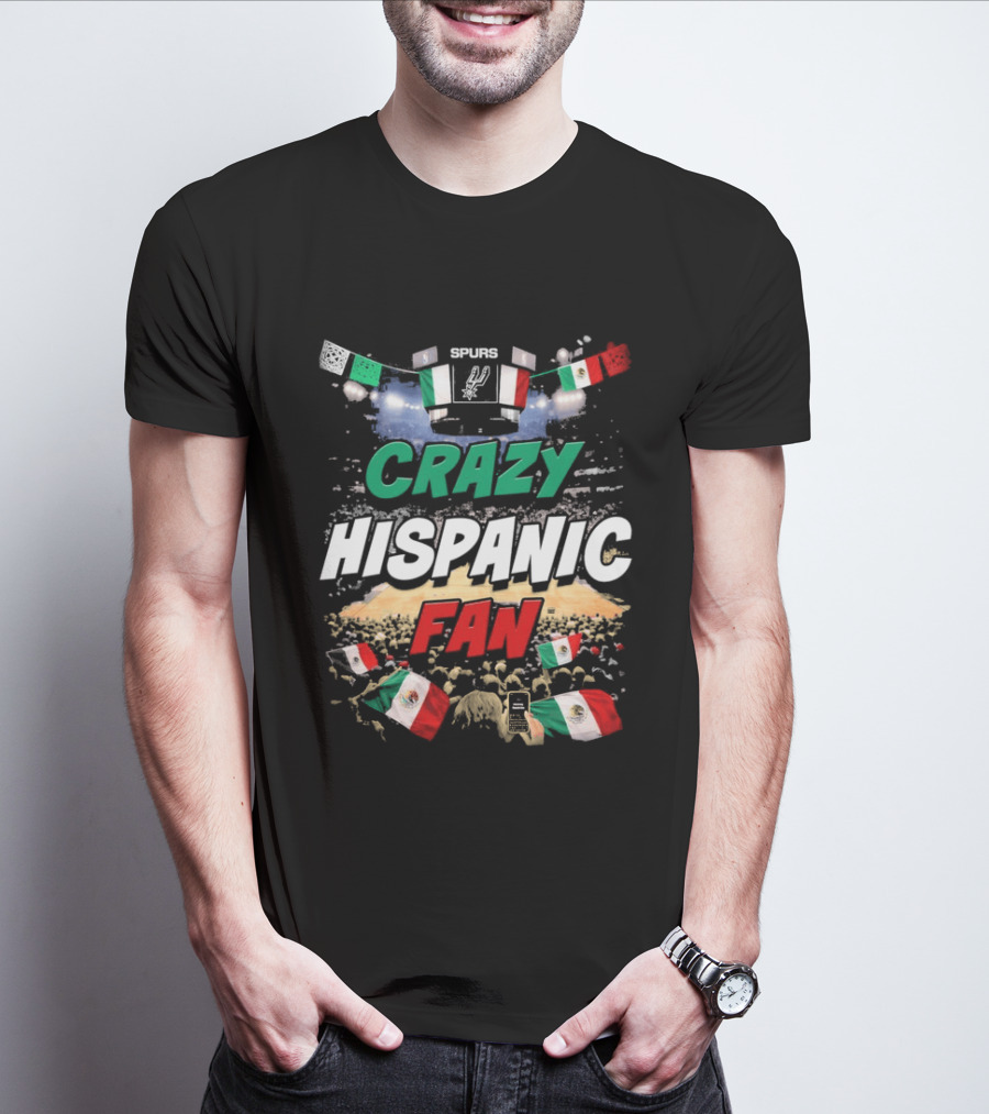 Splurs Crazy Hispanic Fan Mexican Flag Fists Flags T-Shirt
