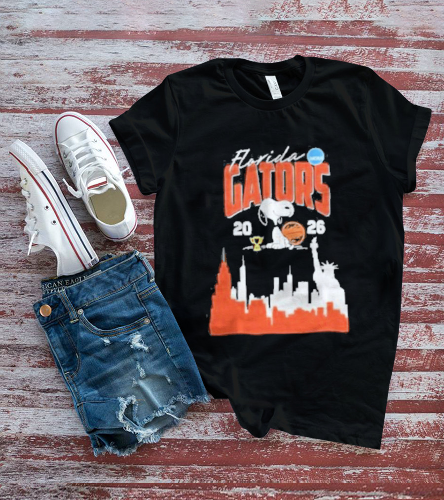Florida Gators Snoopy Basketball 2026 NYC Skyline T-Shirt