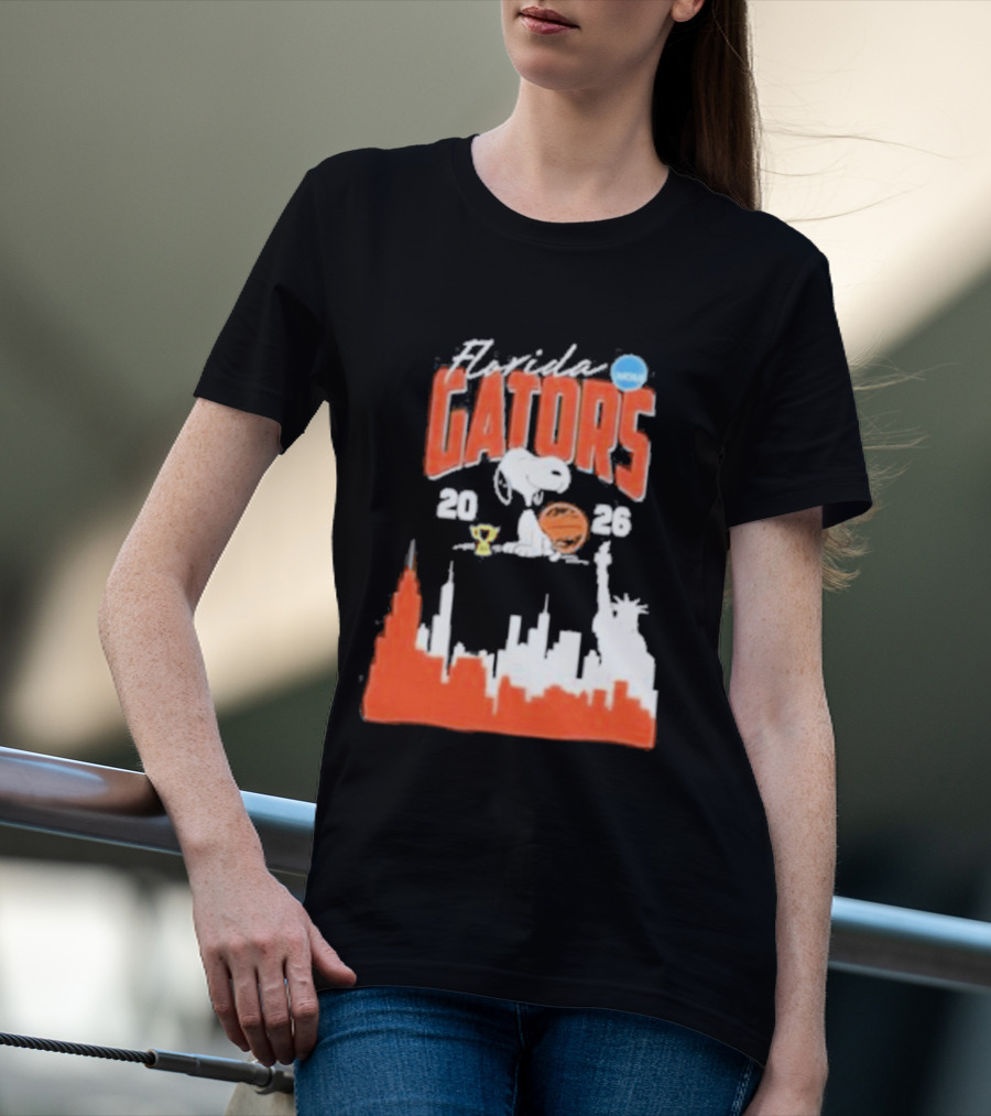 Florida Gators Snoopy Basketball 2026 NYC Skyline T-Shirt