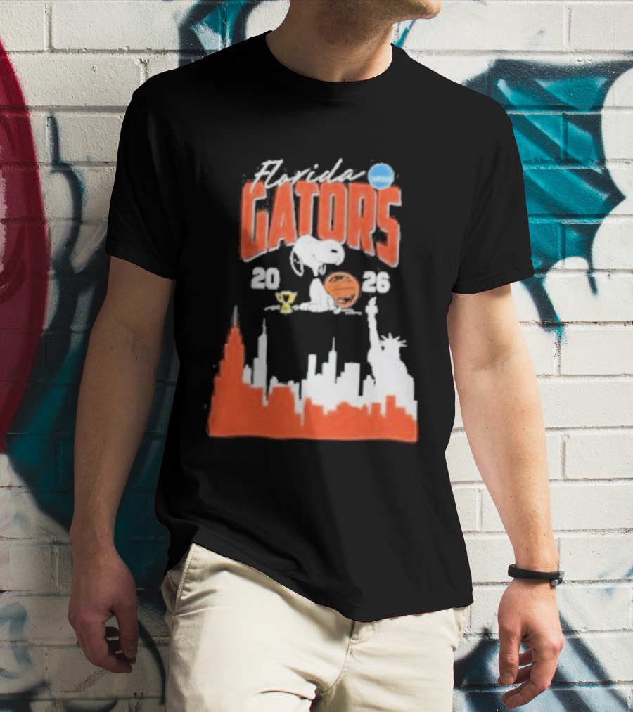 Florida Gators Snoopy Basketball 2026 NYC Skyline T-Shirt