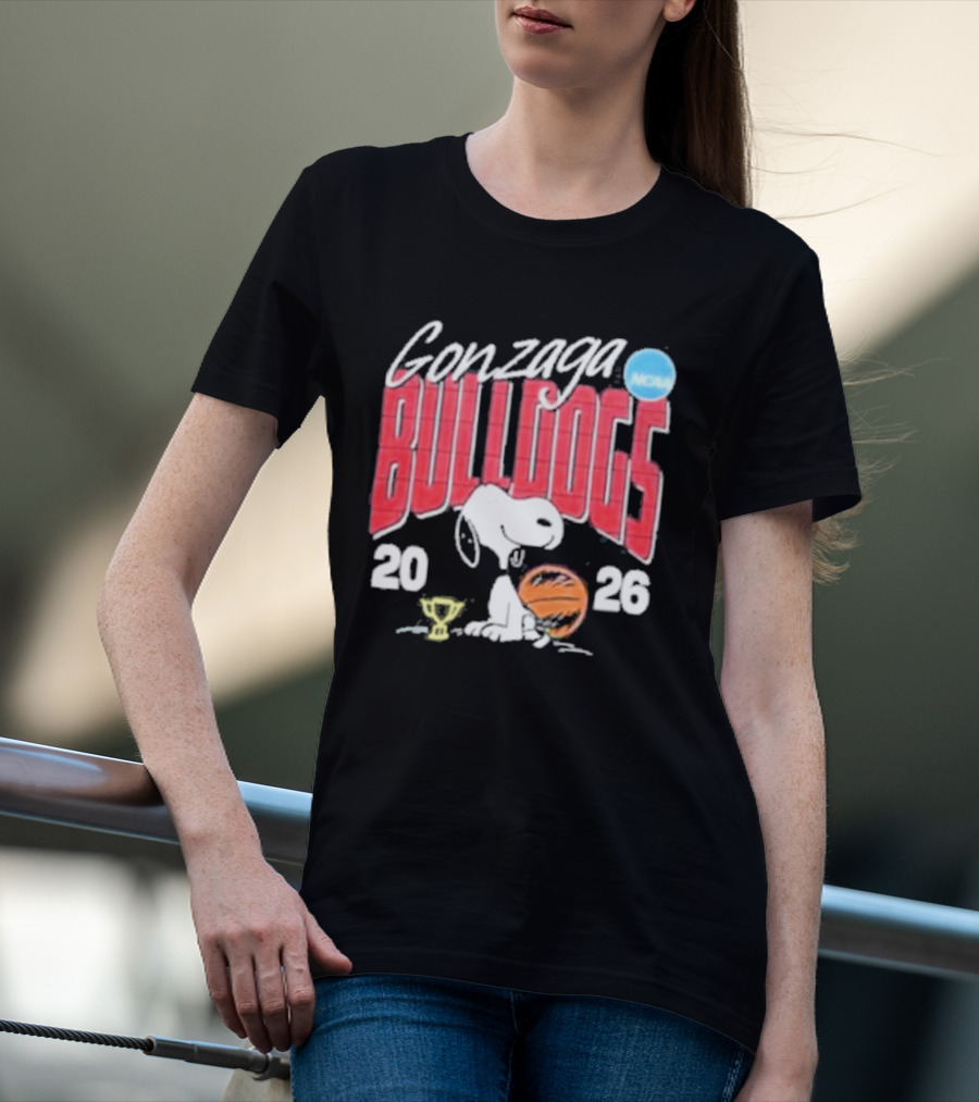 Gonzaga Bulldogs Snoopy NCAA Tournament 2026 Basketball Trophy T-Shirt