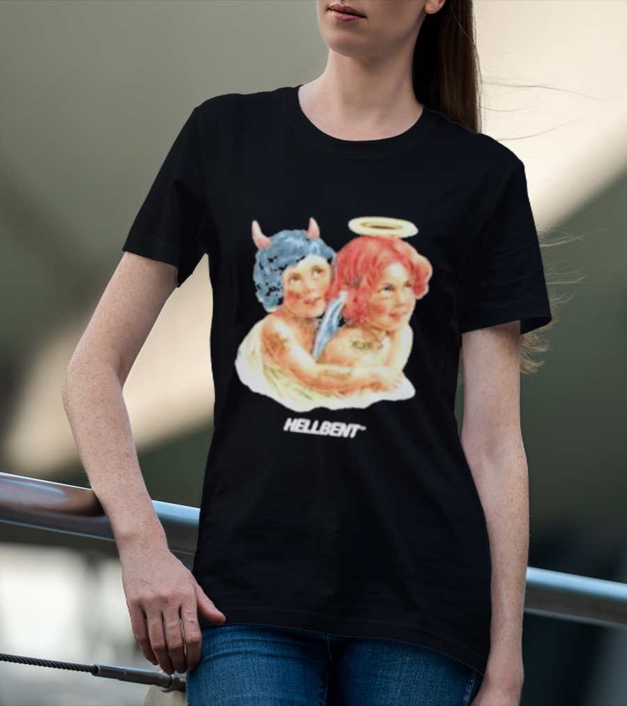Hellbentrecs Saints Sinners Cherubs With Halo And Horns T-Shirt
