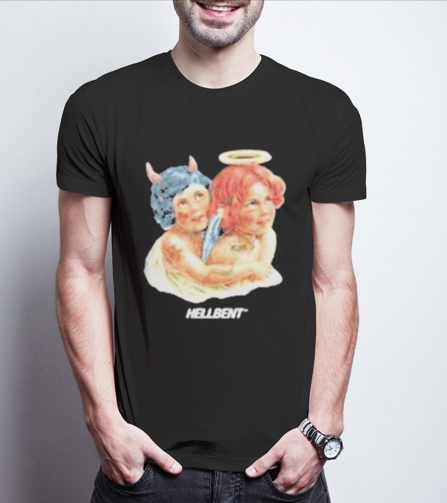 Hellbentrecs Saints Sinners Cherubs With Halo And Horns T-Shirt