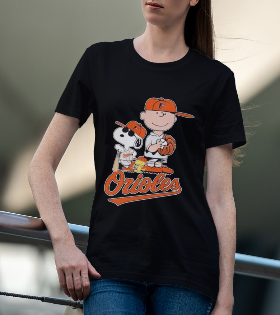 2026 Snoopy Charlie Brown Peanuts Baseball Orioles T-Shirt