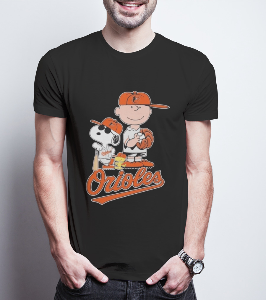 2026 Snoopy Charlie Brown Peanuts Baseball Orioles T-Shirt